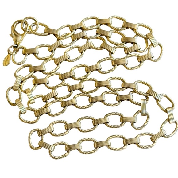 VTG 80s Givenchy bar curved Link chain necklace gold Statement high end 22"L - Picture 1 of 8